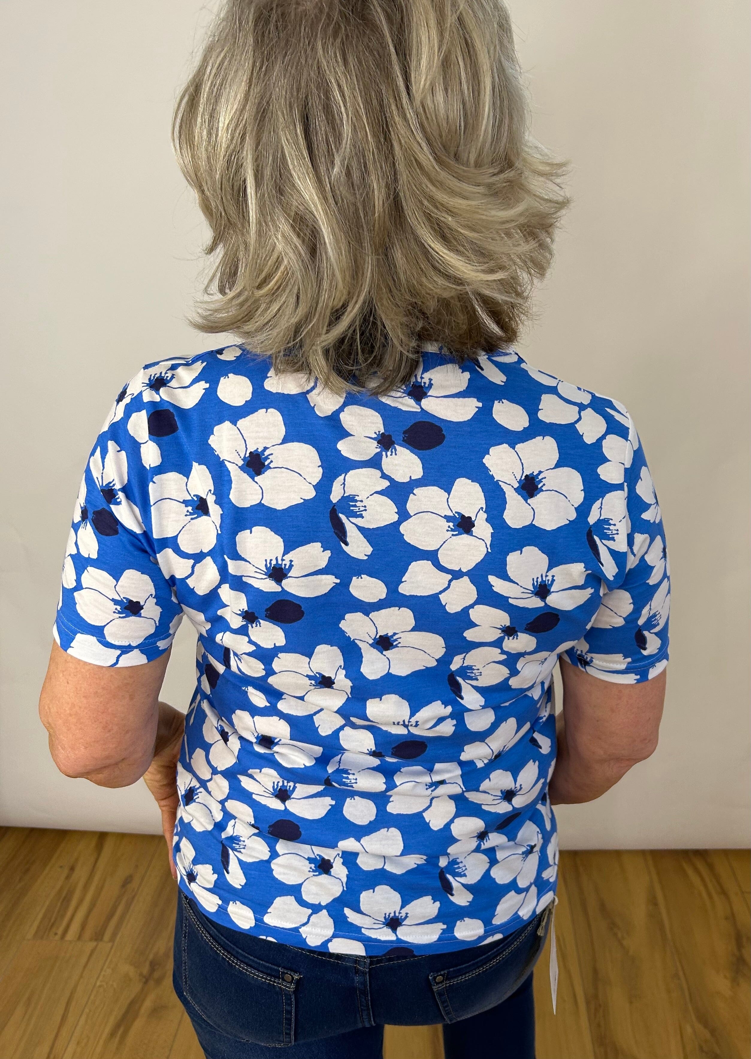 Summer Blue Floral T-Shirt Tops & knitwear Elmay Boutique 