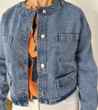 Tiffosi Collarless Denim Jacket Coats & Jackets Elmay Boutique 