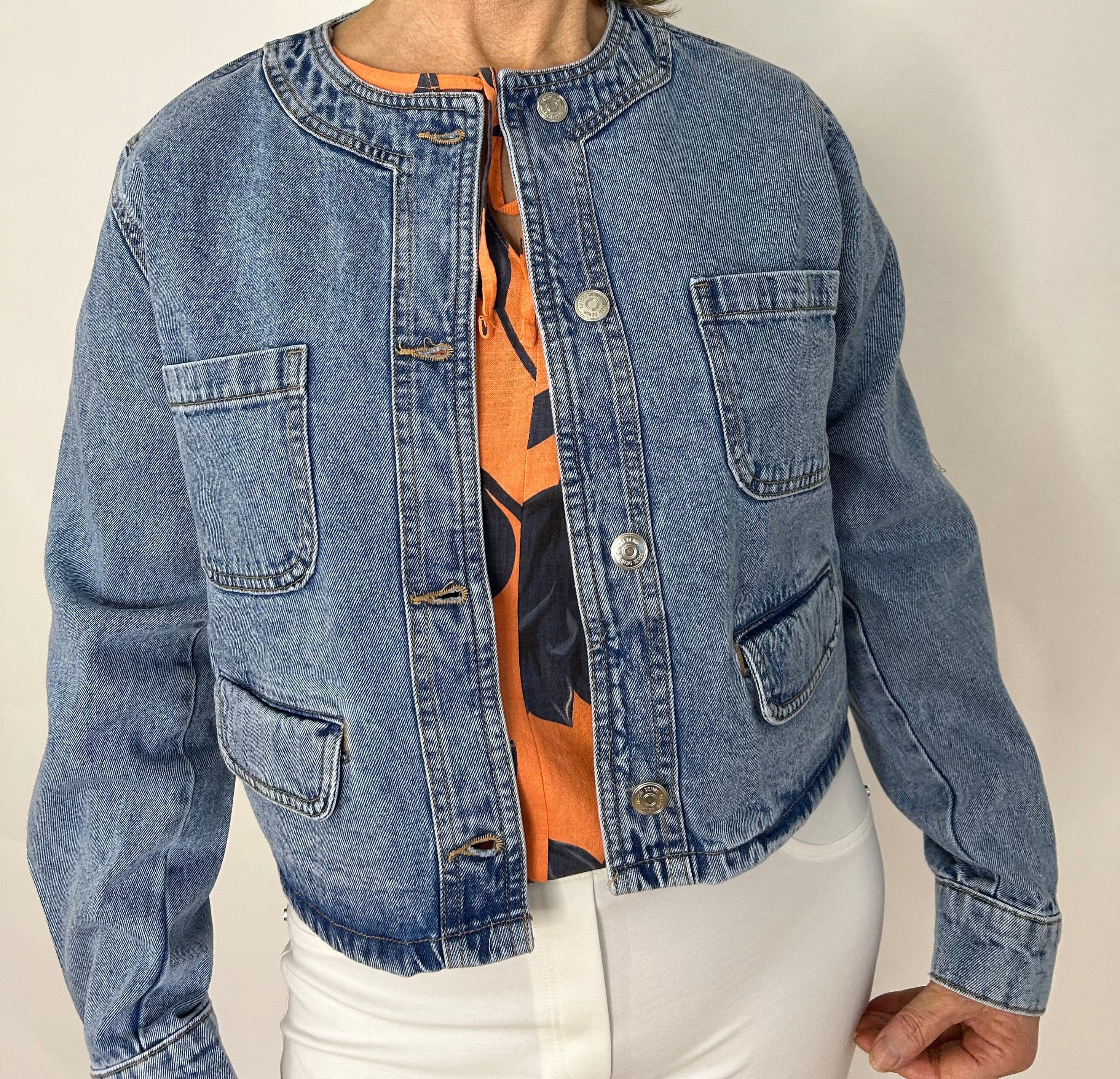 Tiffosi Collarless Denim Jacket Coats & Jackets Elmay Boutique 