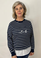 Tiffosi Navy & White Shirt Top Tops & knitwear Elmay Boutique 