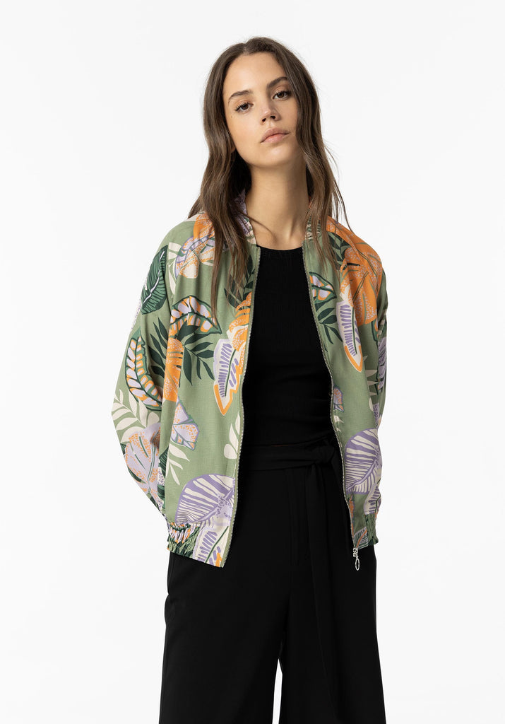 Tropical Print Bomber Jacket Coats & Jackets Elmay Boutique 