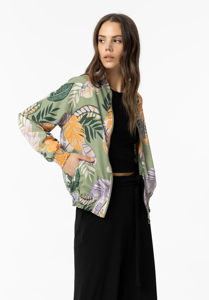 Tropical Print Bomber Jacket Coats & Jackets Elmay Boutique 