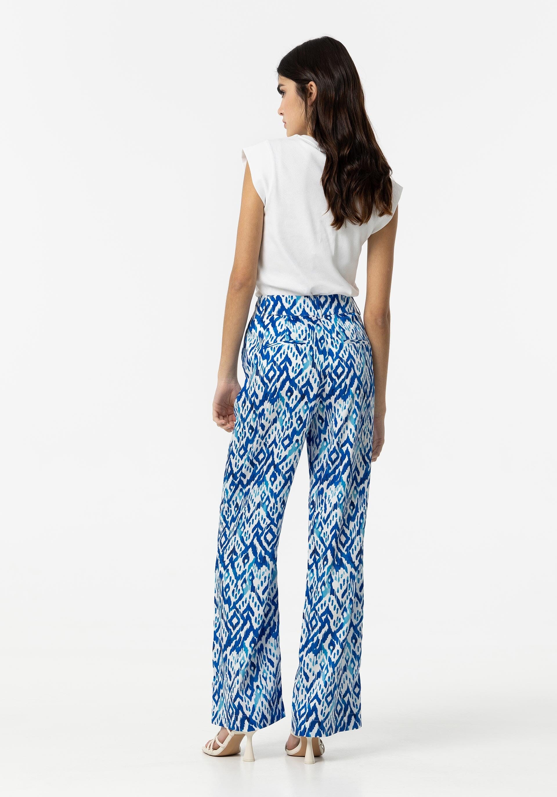 Turquoise Blue Print Trouser Trousers & Skirts Elmay Boutique 