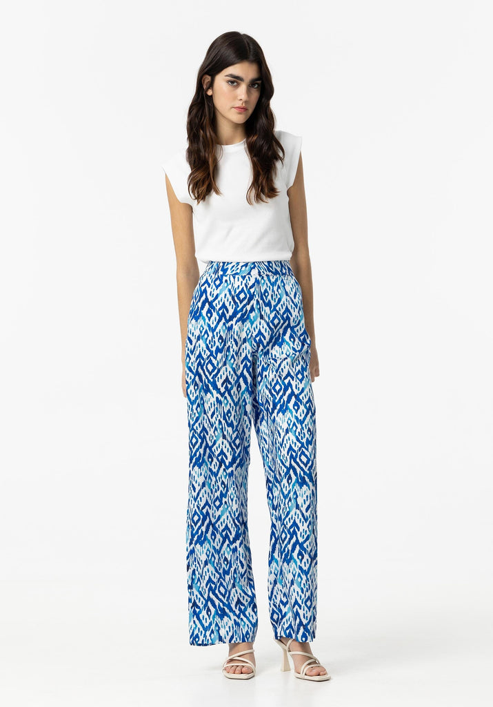 Turquoise Blue Print Trouser Trousers & Skirts Elmay Boutique 