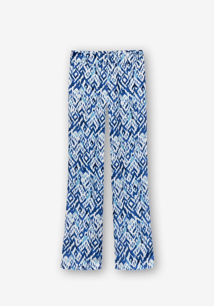 Turquoise Blue Print Trouser Trousers & Skirts Elmay Boutique 