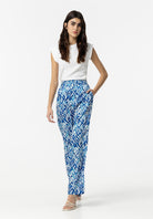 Turquoise Blue Print Trouser Trousers & Skirts Elmay Boutique 