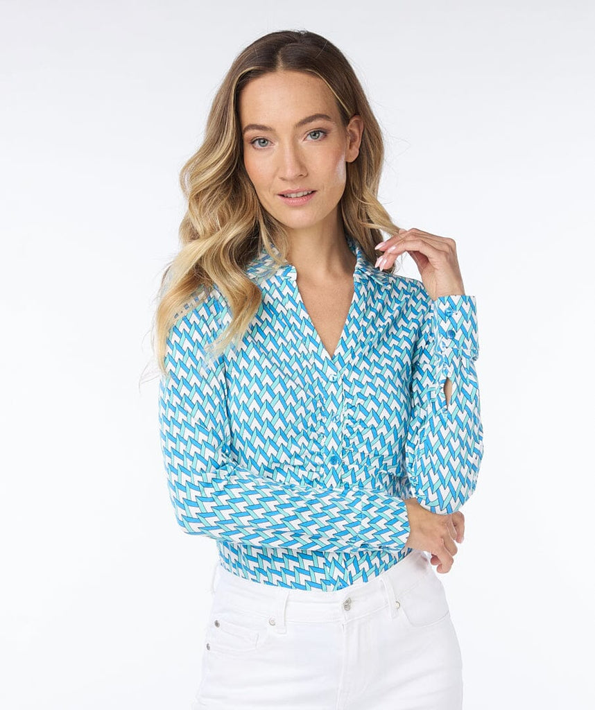Turquoise Print Shirt Tops & knitwear Elmay Boutique 
