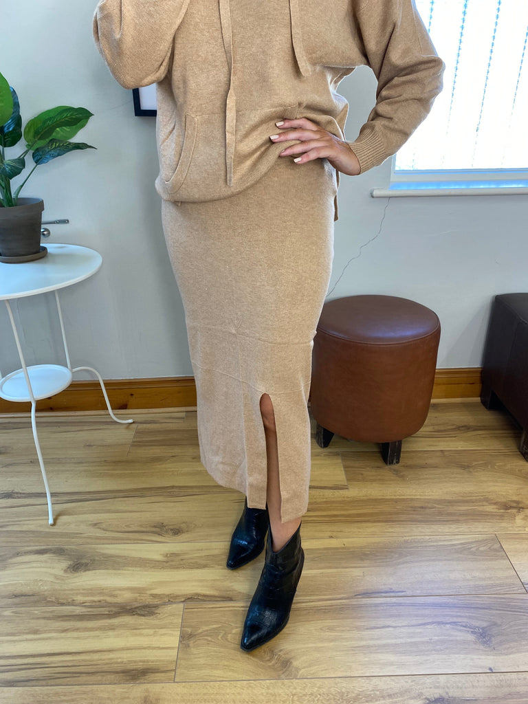 Warm Camel Knit Skirt Elmay Boutique 