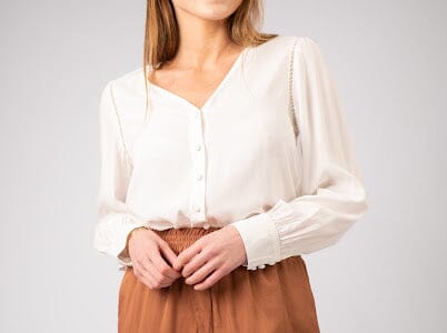 White Blouson Style Top Tops & Shirts Elmay Boutique 
