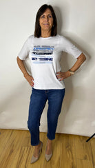 White, Blue & Silver T-Shirt Tops & knitwear Elmay Boutique 