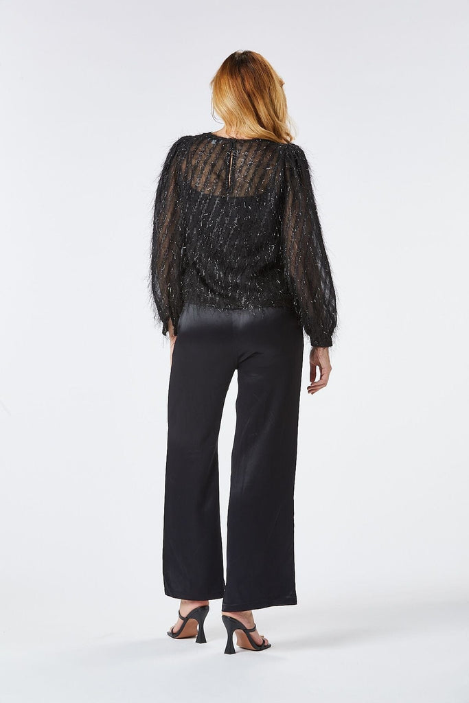Black Sheer Lurex Top Tops & knitwear Elmay Boutique 