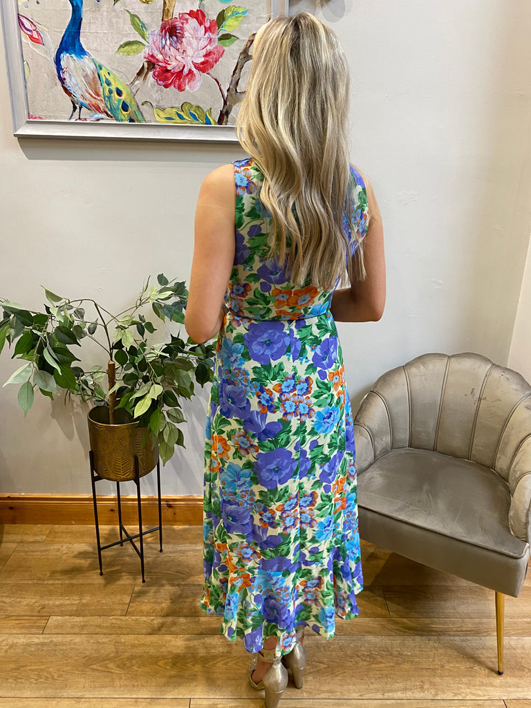 Cowl Floral Print Dress Dresses Elmay Boutique 