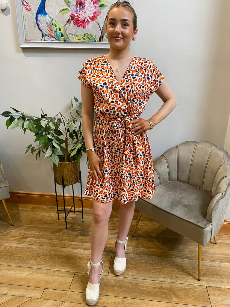 Orange Print Summer Dress Dresses Elmay Boutique 