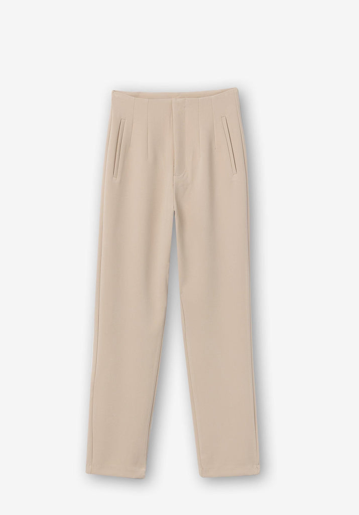 Straight Beige Trouser Trousers & Skirts Elmay Boutique 